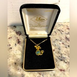 JoAnne Jewels Fashion Design Cute Mouse Necklace - Gold Tone Costume Jewelry